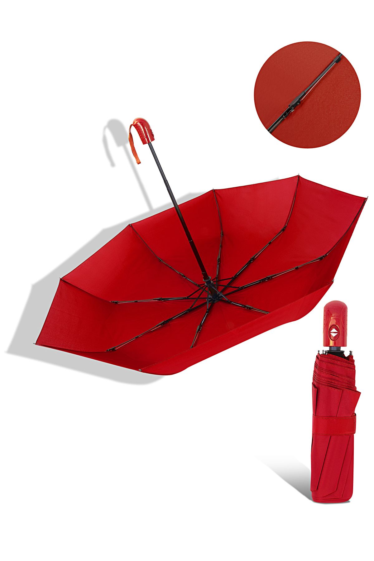 ModaLucci-Claret Red Umbrella - Fully Automatic Wind Resistant 2