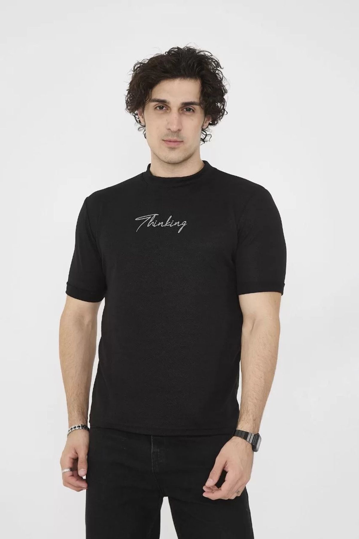 C&Z Collection Unisex Bisiklet Yaka Slim fit T-Shirt- Siyah