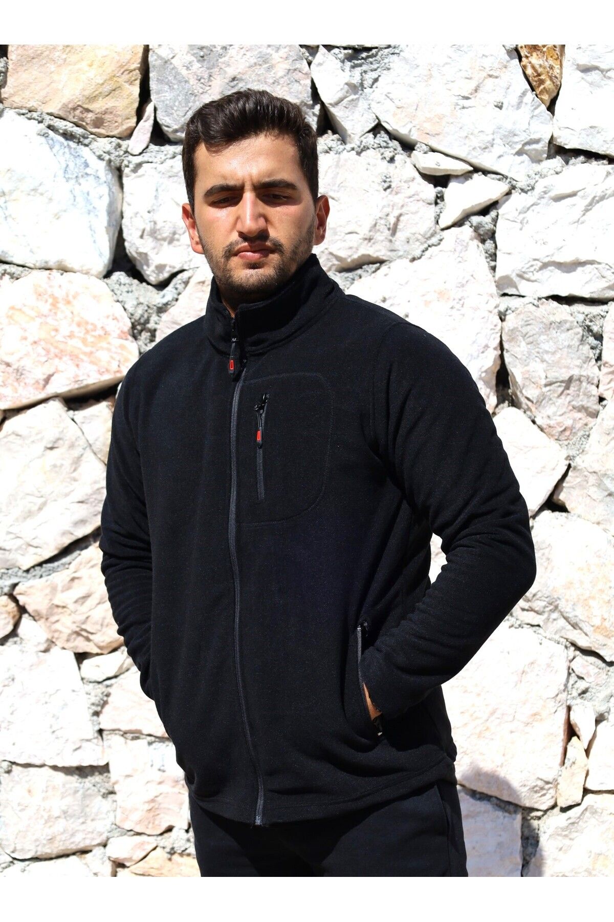 BEG COLLECTİON-Men's Fleece Full Zipper 3 Pocket Outdoor Fleece Jacket 6