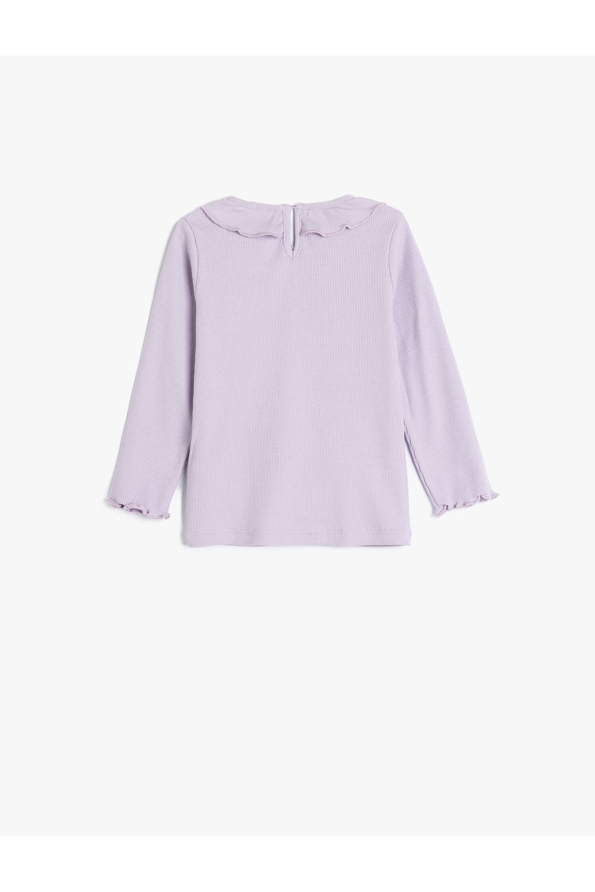 Koton-Frilly Crew Neck Long Sleeve Cotton T-Shirt 2