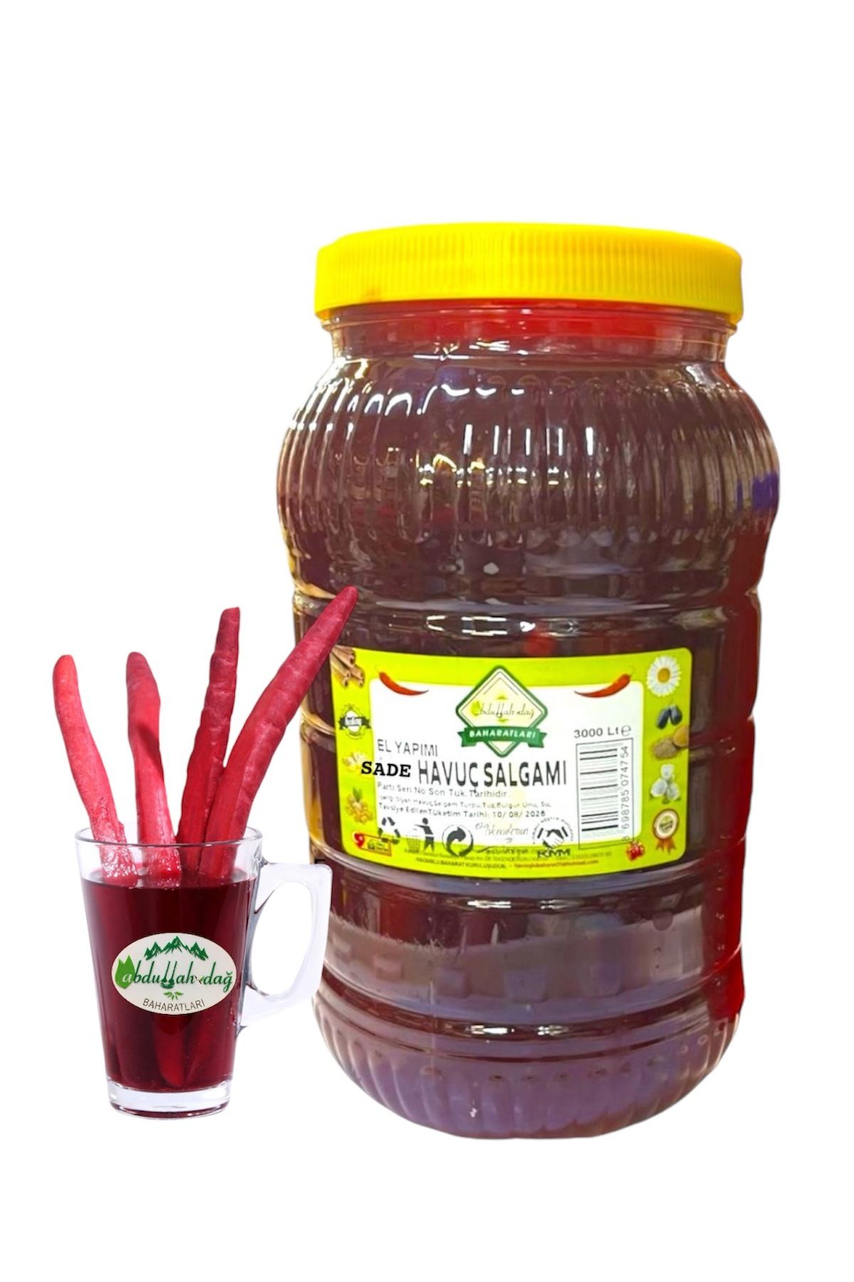 Hacıoğlu baharat Hatay Yöresel Şalgam Suyu Havuçlu Taneli Acısız Sade 3 Litre