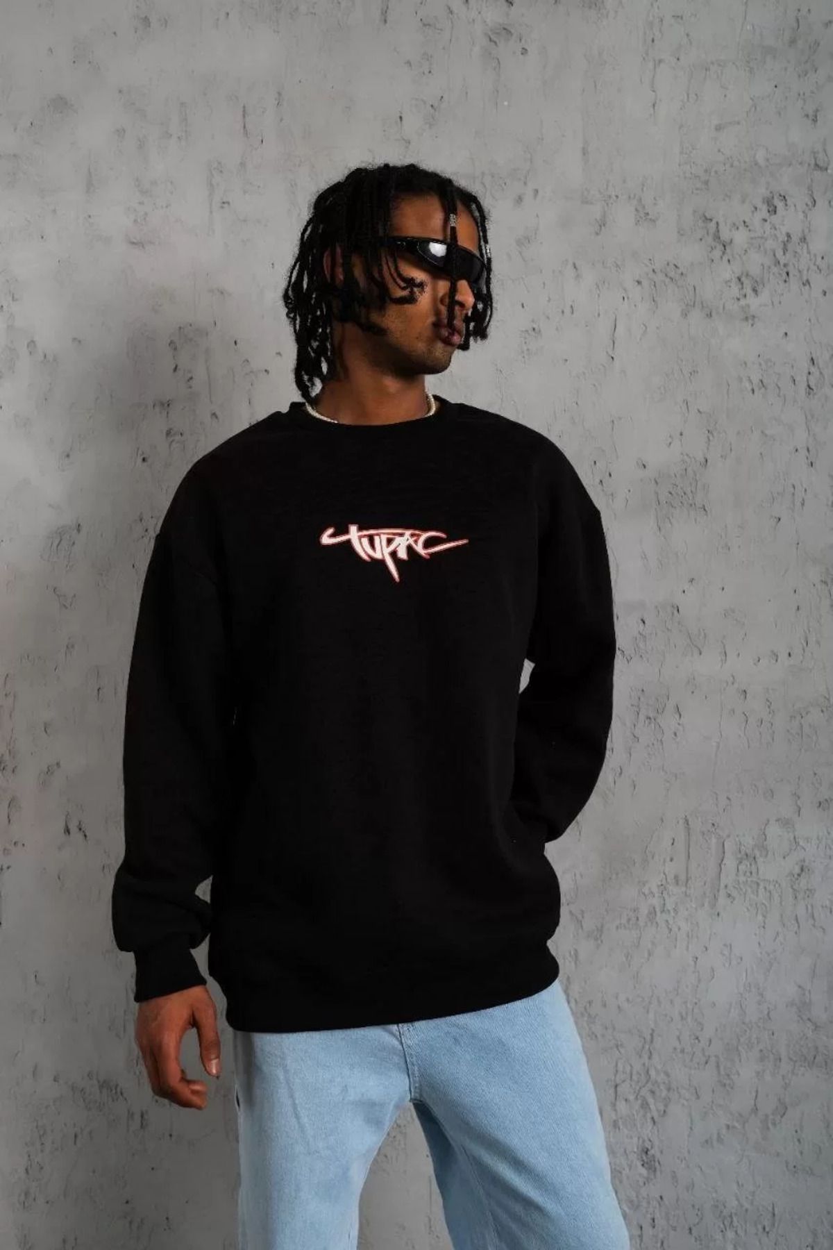 SA Alişveriş Dünyam Erkek 3 İplik Gangster Baskılı Sweatshirt - Siyah