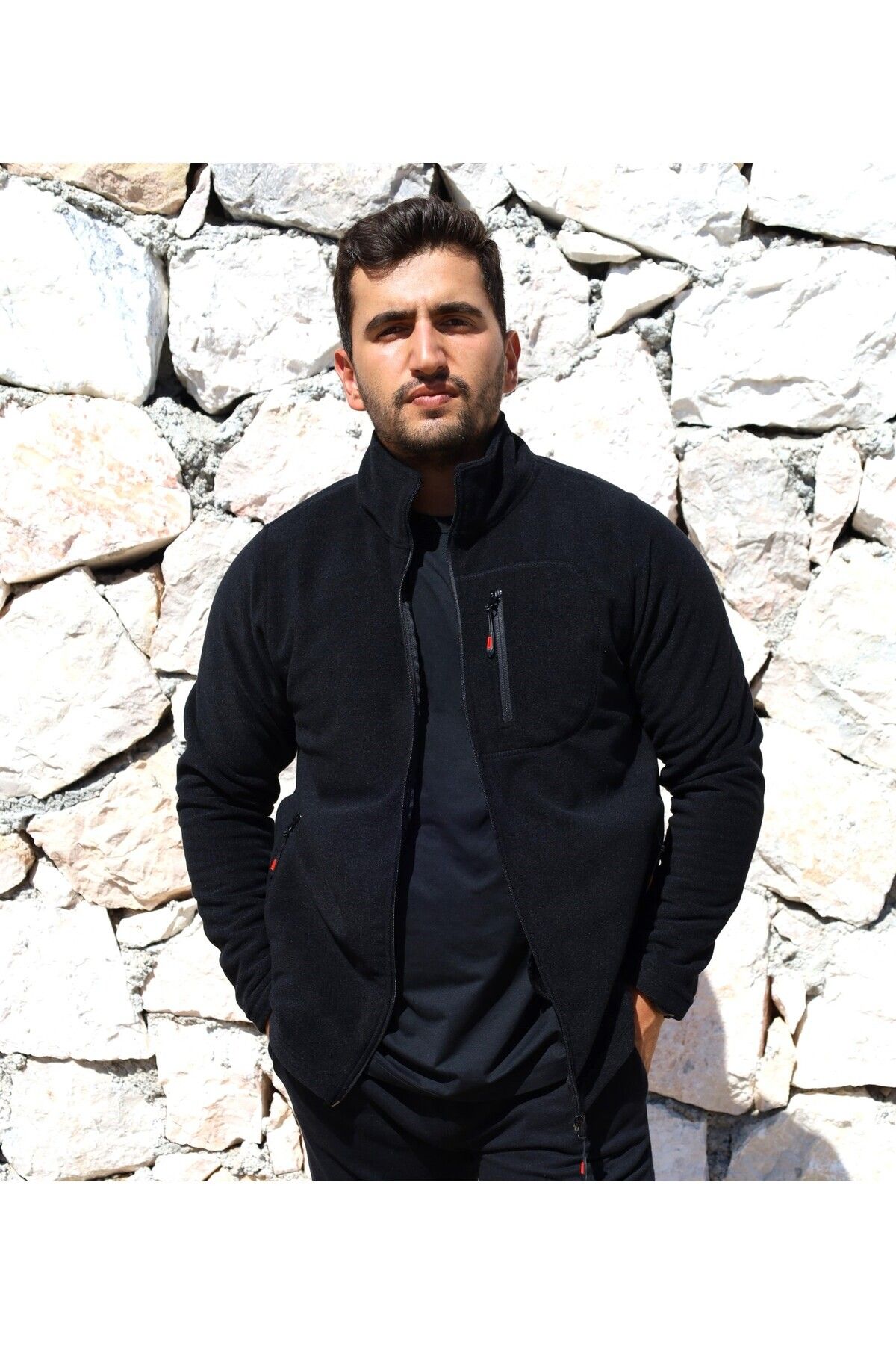 BEG COLLECTİON-Men's Fleece Full Zipper 3 Pocket Outdoor Fleece Jacket 2