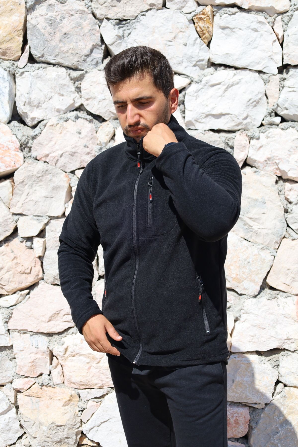 BEG COLLECTİON-Men's Fleece Full Zipper 3 Pocket Outdoor Fleece Jacket 4