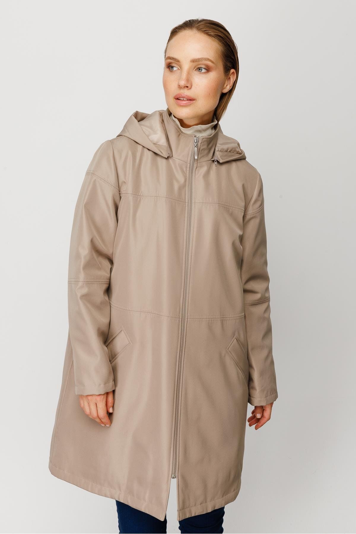 Micca-Interlayer Sewing Detailed Timeless Quilted Filled Coat-Stone 2