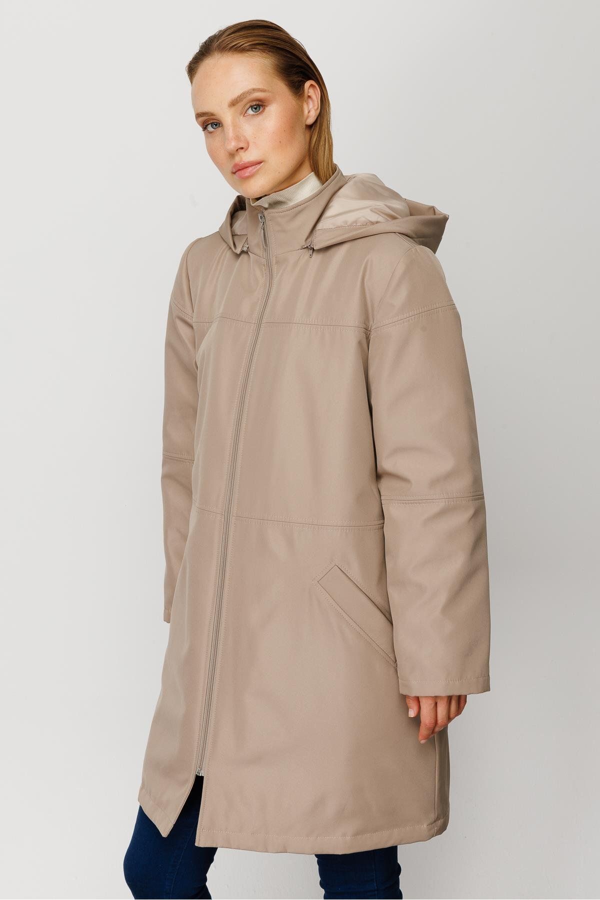 Micca-Interlayer Sewing Detailed Timeless Quilted Filled Coat-Stone 8