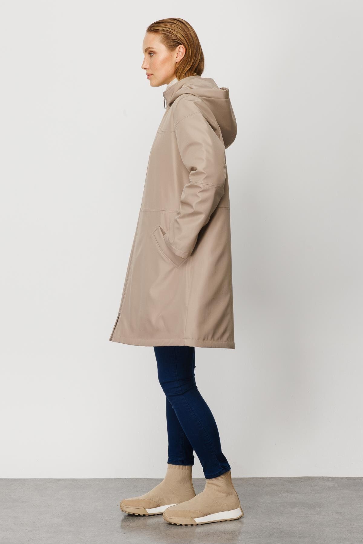Micca-Interlayer Sewing Detailed Timeless Quilted Filled Coat-Stone 5