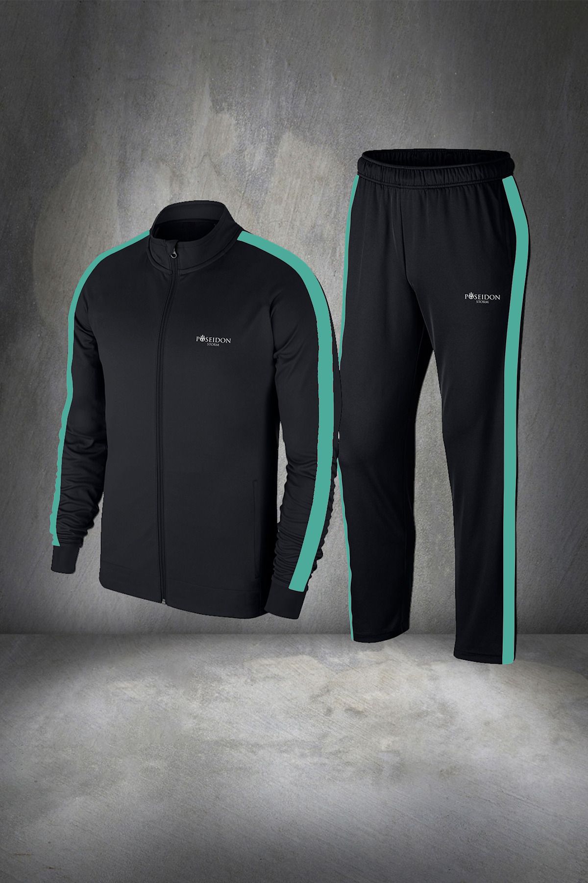 POSEIDONSTORM-Black Supra Combed Cotton - Men's Running and Exercise Tracksuit Set S-3xl 1