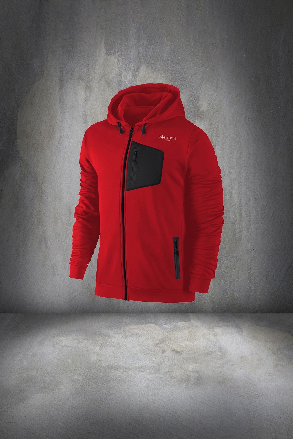 POSEIDON STORM-Red Men's Sports Tracksuit Set - Comfortable Supra Combed Cotton, Hooded, S-3xl 2
