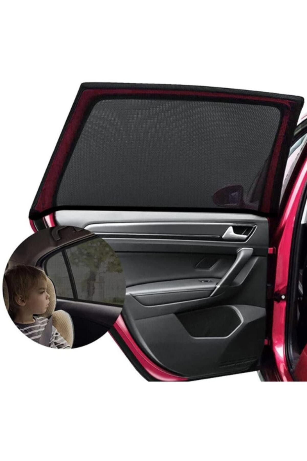 Tegin-2Pcs Car Side Window Curtain Dust Fly Proof Self-Adhesive Car Window Blinds Mosquito Net 2