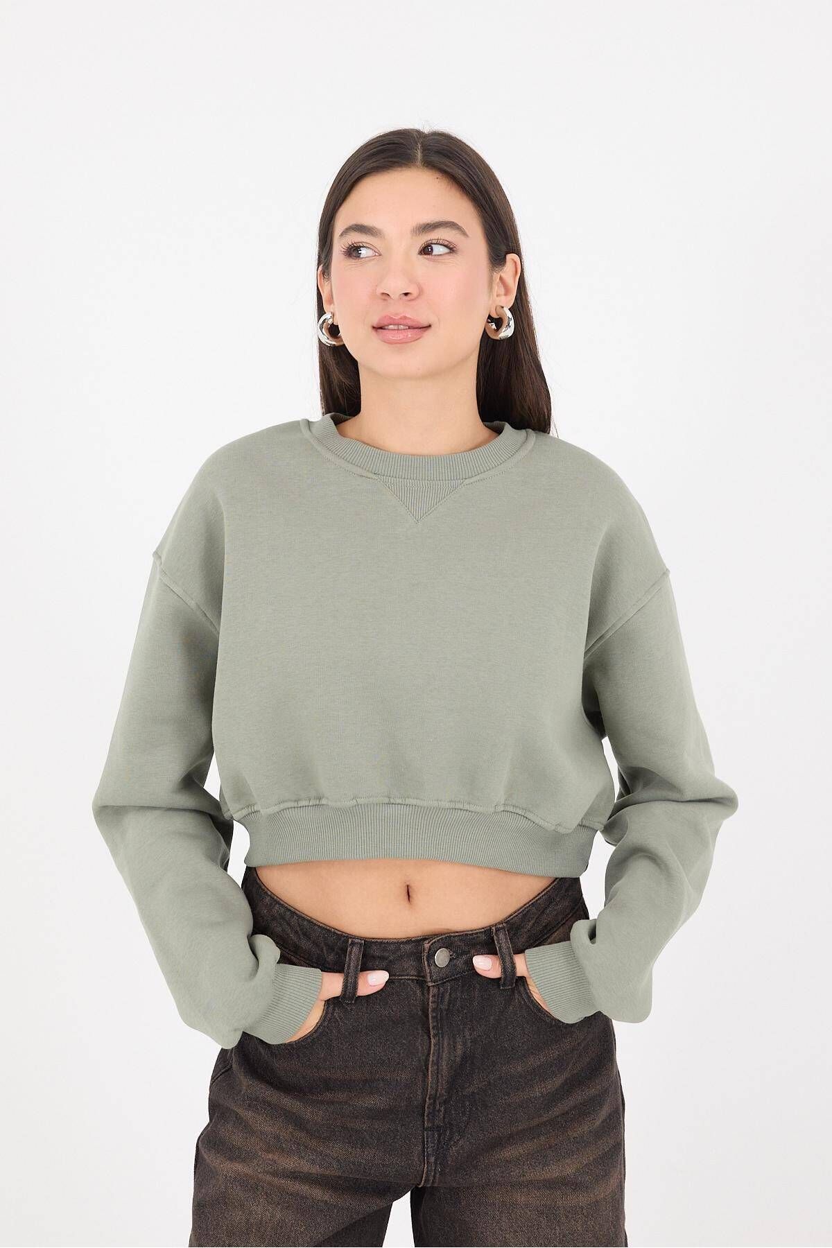 Addax-Mikina Crew Neck Raised Crop S11078-L11 1