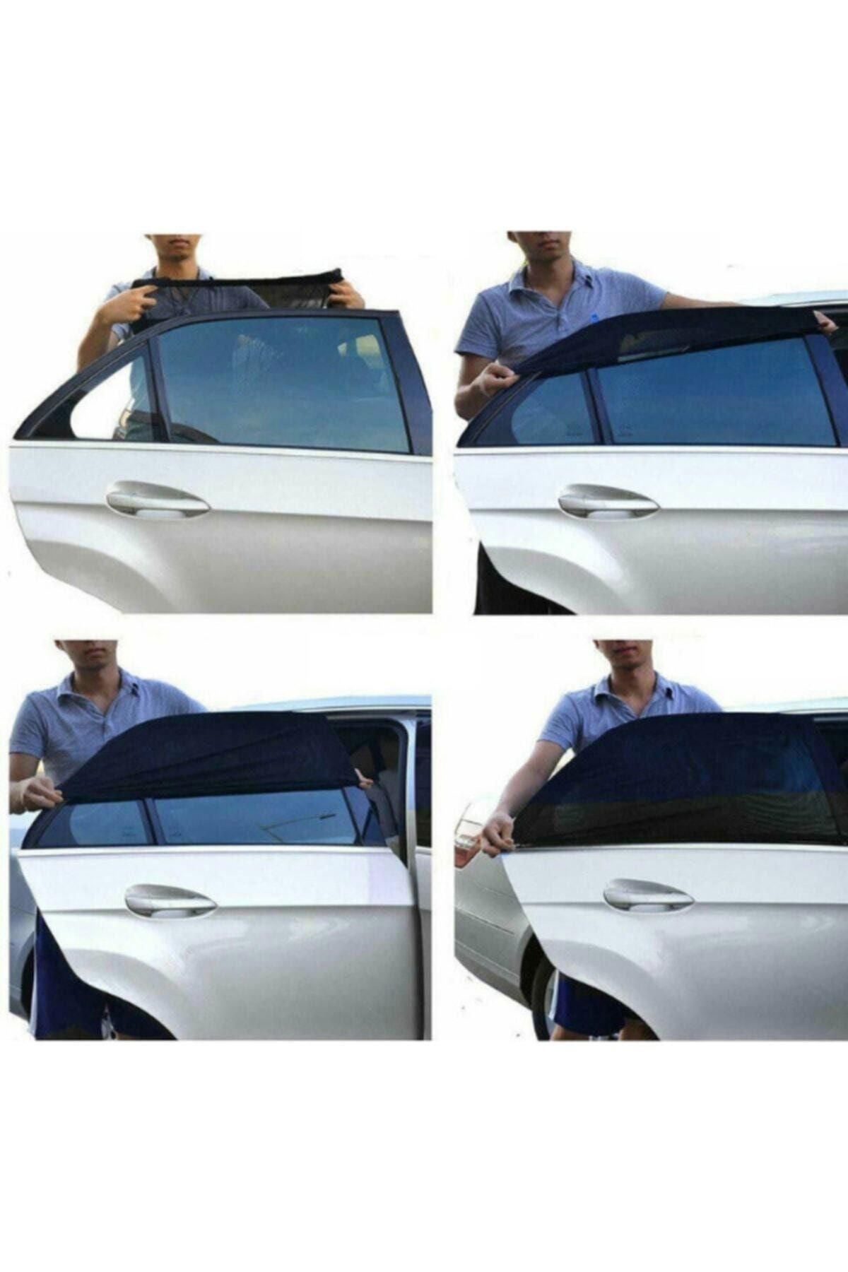 Tegin-2Pcs Car Side Window Curtain Dust Fly Proof Self-Adhesive Car Window Blinds Mosquito Net 4