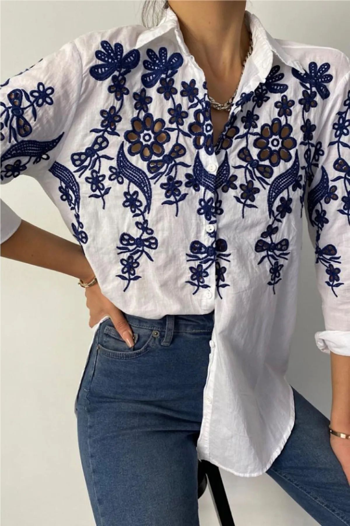 FURKAN EXCLUSIVE-Women's Brode Detailed Shirt 3