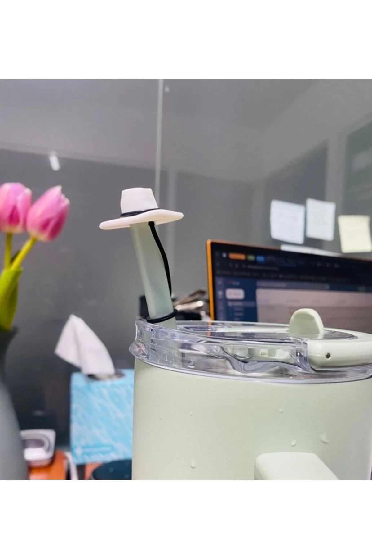 ÇAKRA-Cowboy Hat Model Dust-Proof Silicone Leak-Proof Straw Cap 1 Piece Compatible with Stanley Thermos 3