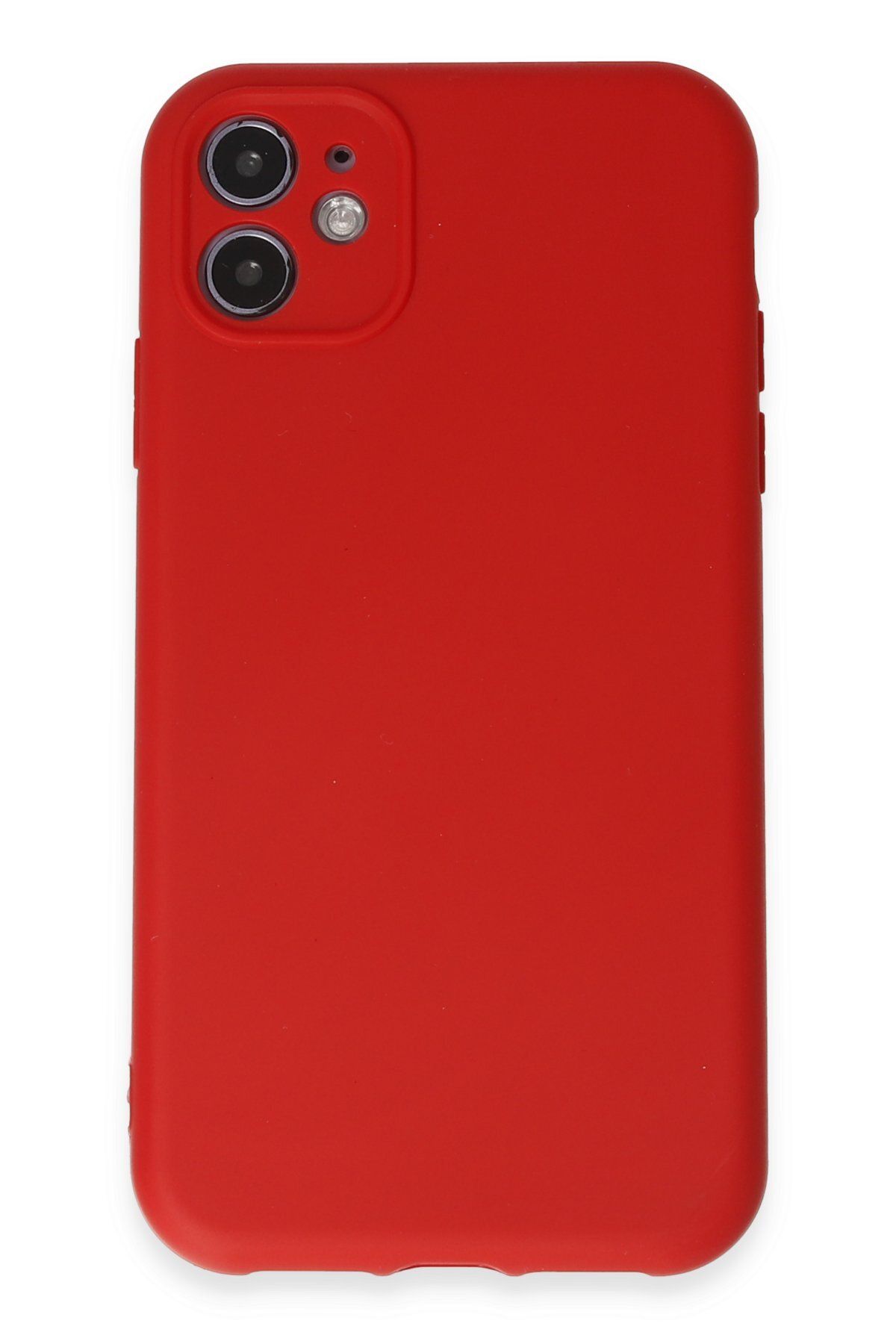 cepmoda iPhone 11 Uyumlu İnce Esnek Soft Rubber Telefon Kılıfı - KIRMIZI