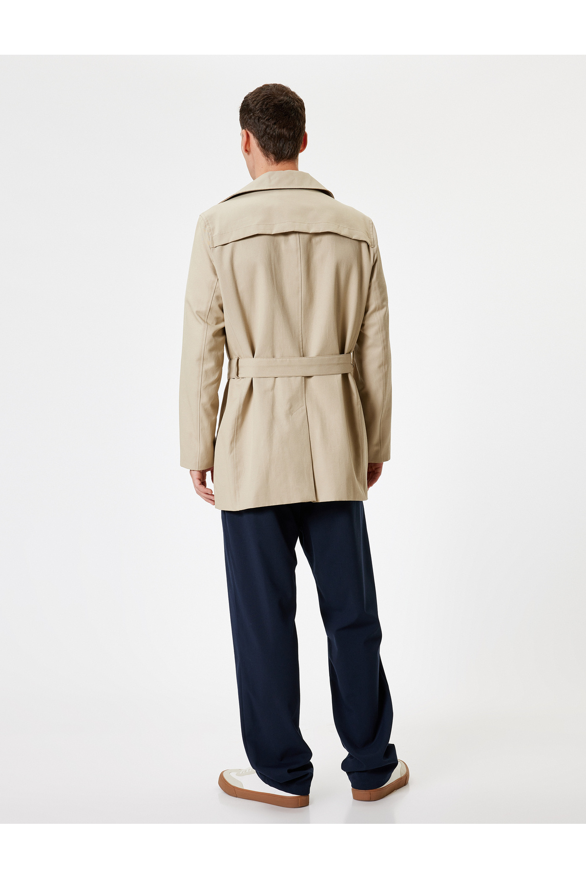 Koton  Slim Fit Trençkot Kuşak Detaylı Pamuk Karışımlı - Görsel 4