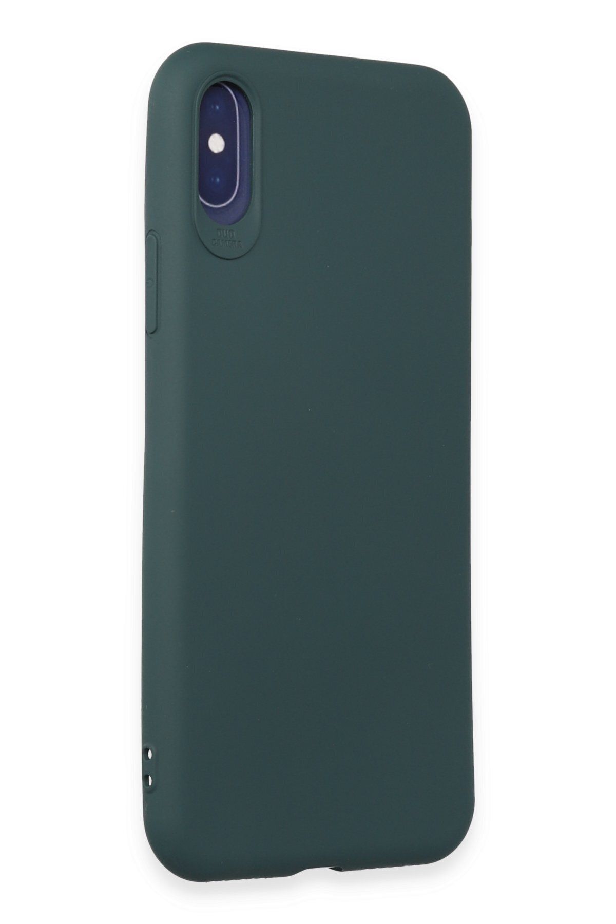 cepmoda iPhone XS Uyumlu İnce Esnek Soft Rubber Telefon Kılıfı - KOYU YEŞİL