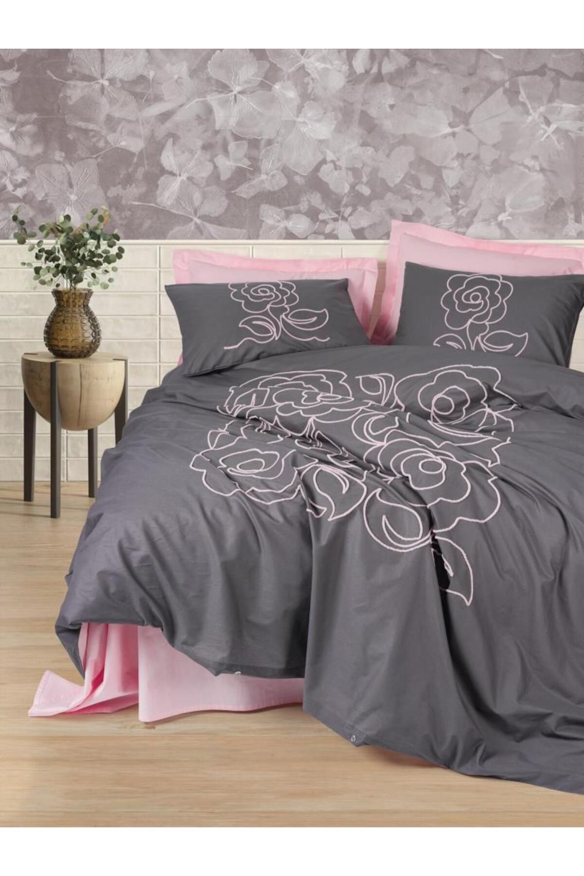 FAYMEM GLOBAL Ranforce Çift Kişilik Nevresim Takımı Primula Pembe
