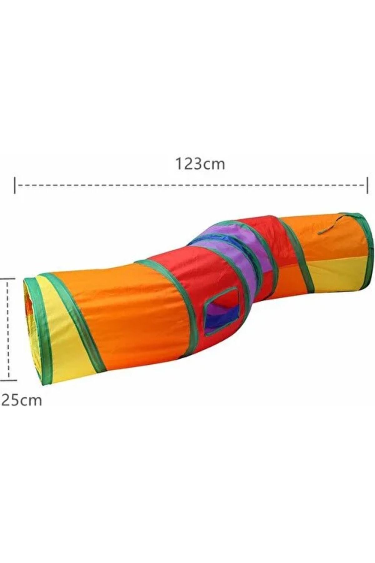 mikudesign Gökkuşağı Desenli S Model Kedi Oyun Tüneli, Katlanabilir 125 cm