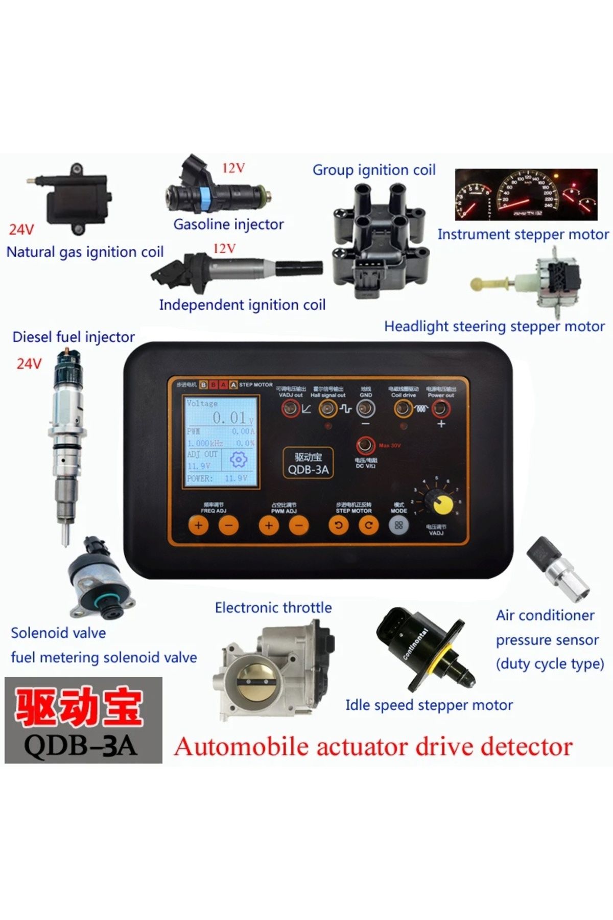 Choice-New! Automobile Ignition Coil Test Injector Solenoid Valve Idling Stepper Motor Instrument Tester... 1