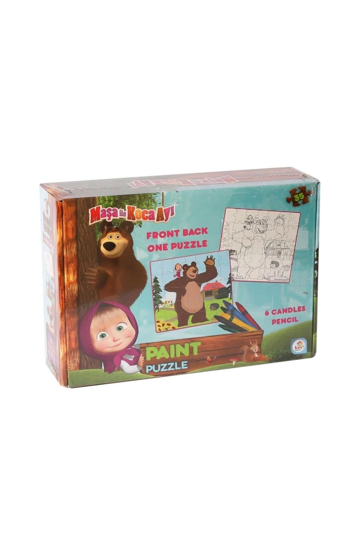 Basic Fun Çocuk MS7884 Maşa Koca Ayı Boyamalı Puzzle -Laço