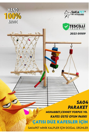 SAKAPET Kafes Üstü Oyun Parkuru Muhabbet Kuşu Cennet Sevda Papağanı Forpus SA4