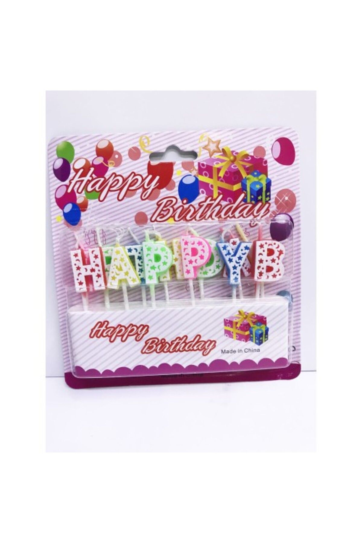 Mu Art Ahşap Happy Birthday Renkli Mum