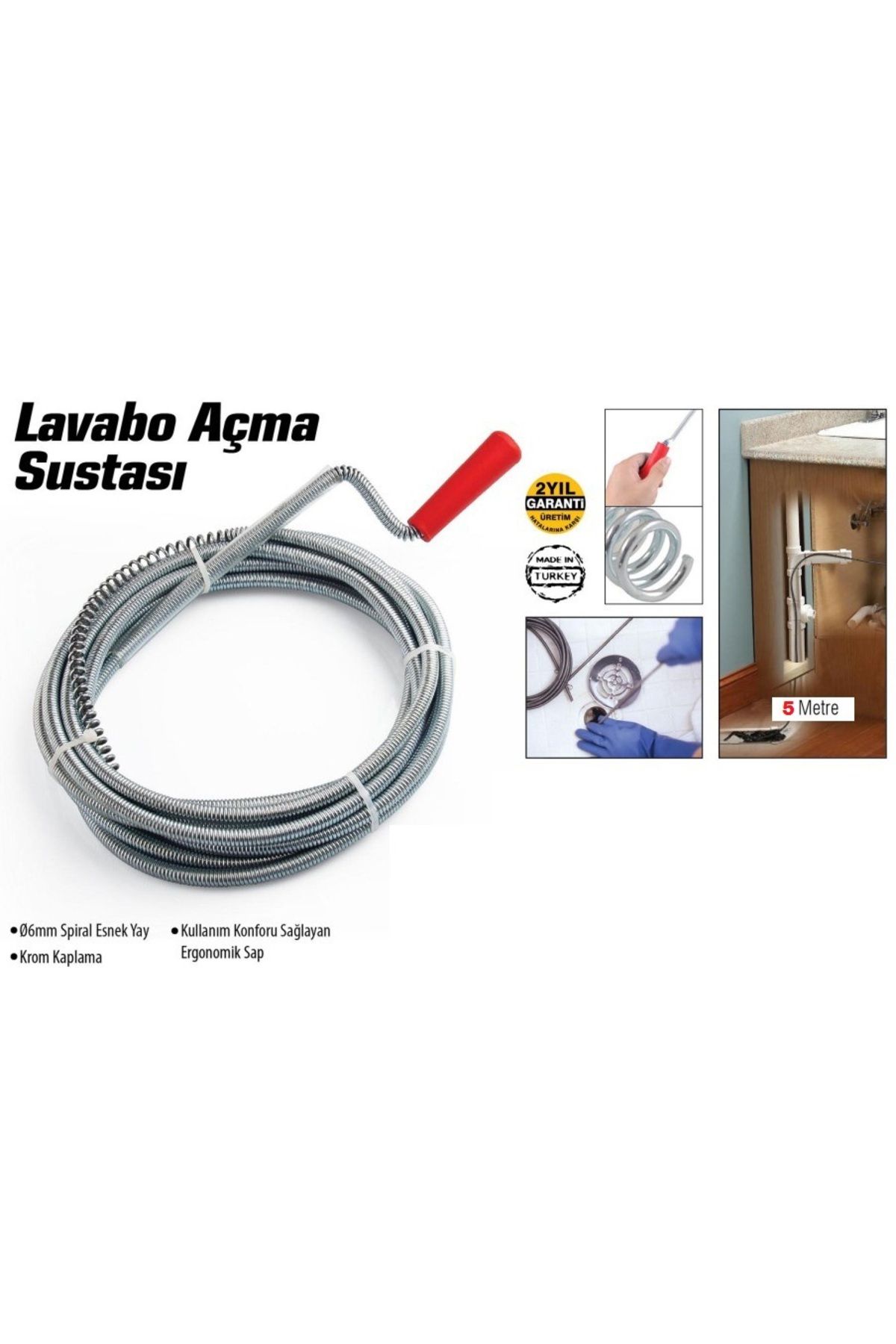 Qirora Lavabo Ve Gider Boruları Açacağı - Lavabo Açma Sustası - 5Metre