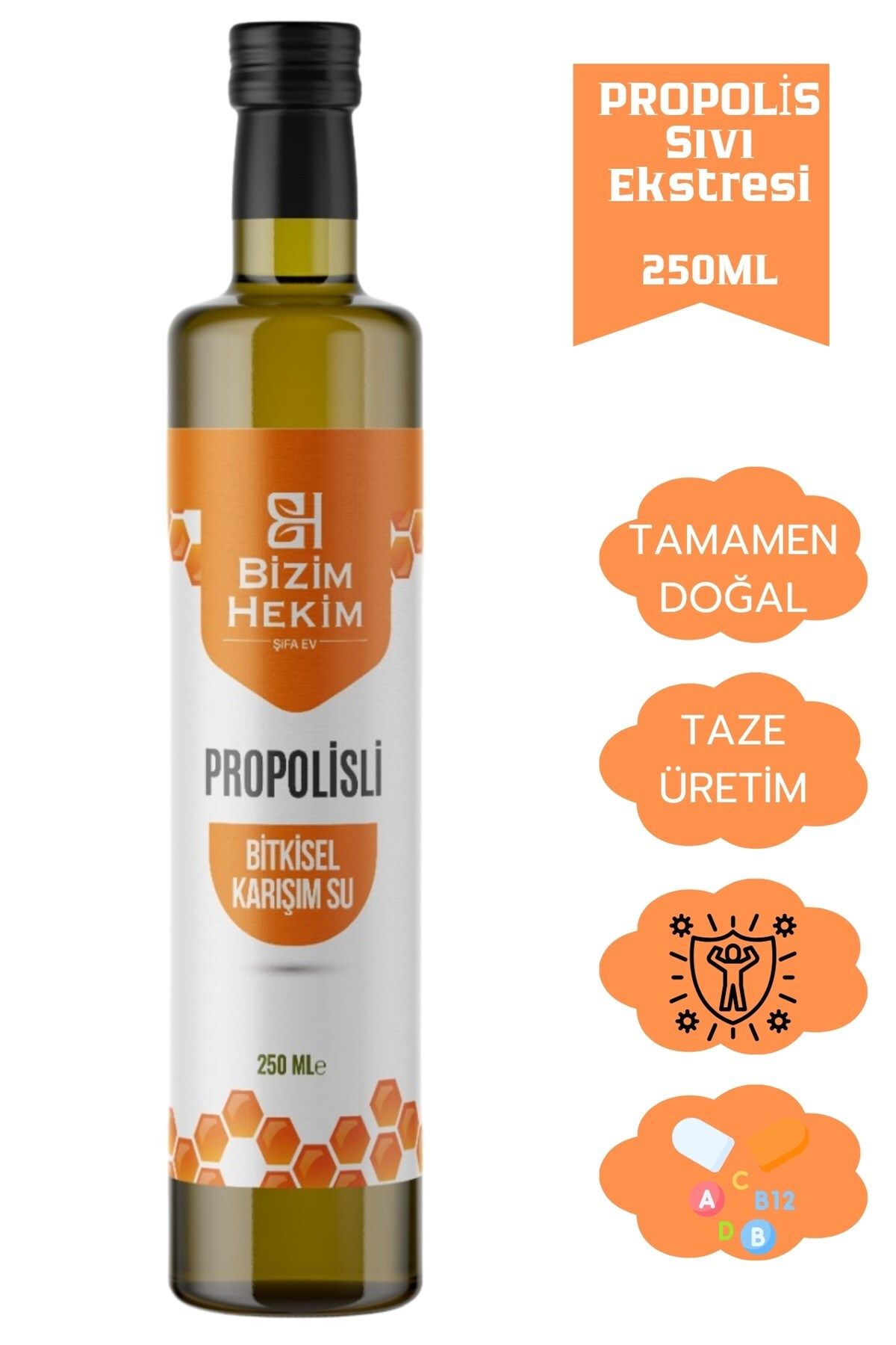 BİZİMHEKİM Propolis Sıvı Ekstresi Propolis Extract Bitkisel Karışım Su 250 ml