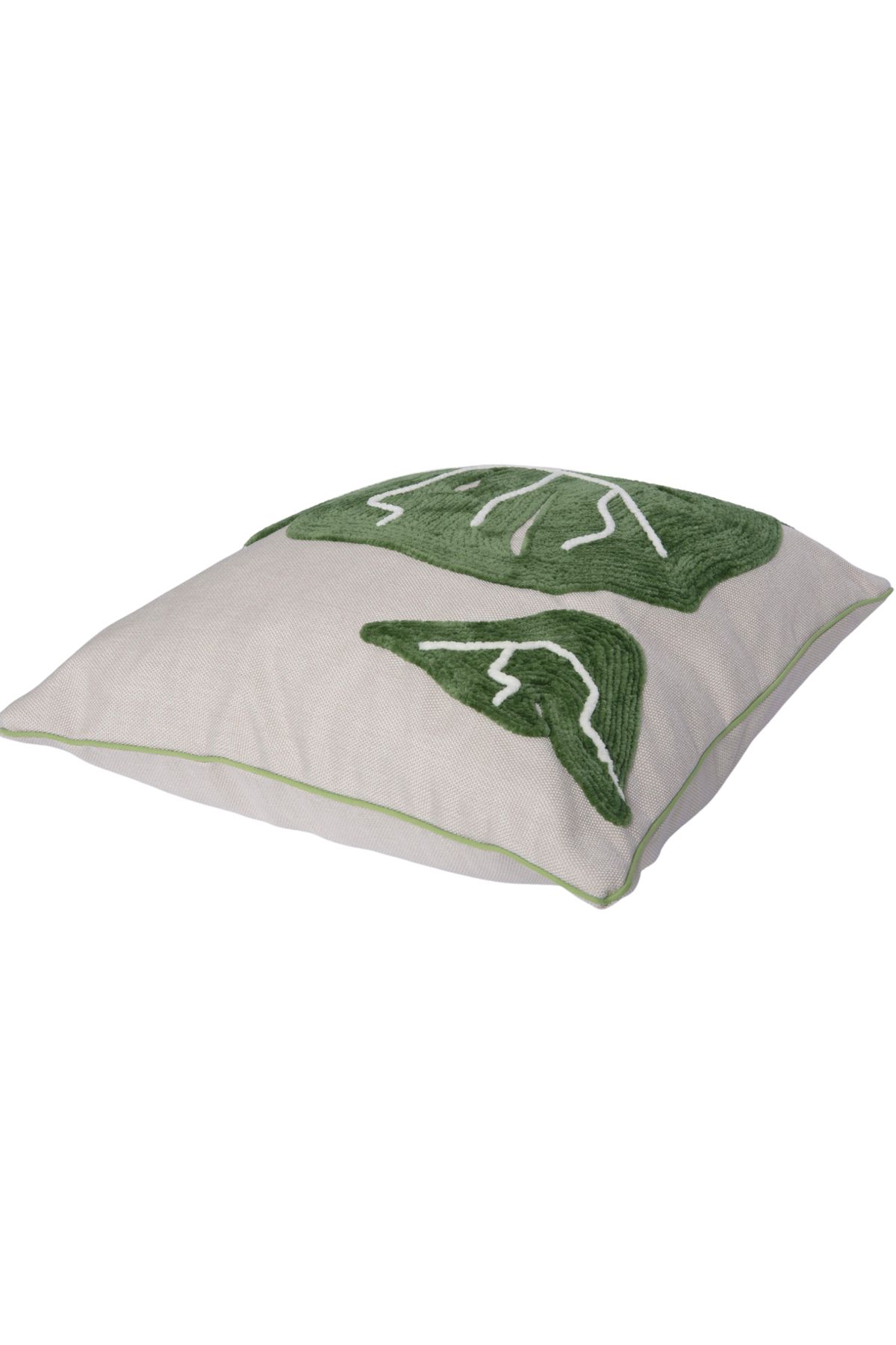 RUGSMODERN-Bohemian Punch Throw Pillow with Green Leaf Detail - Throw Pillow18 4