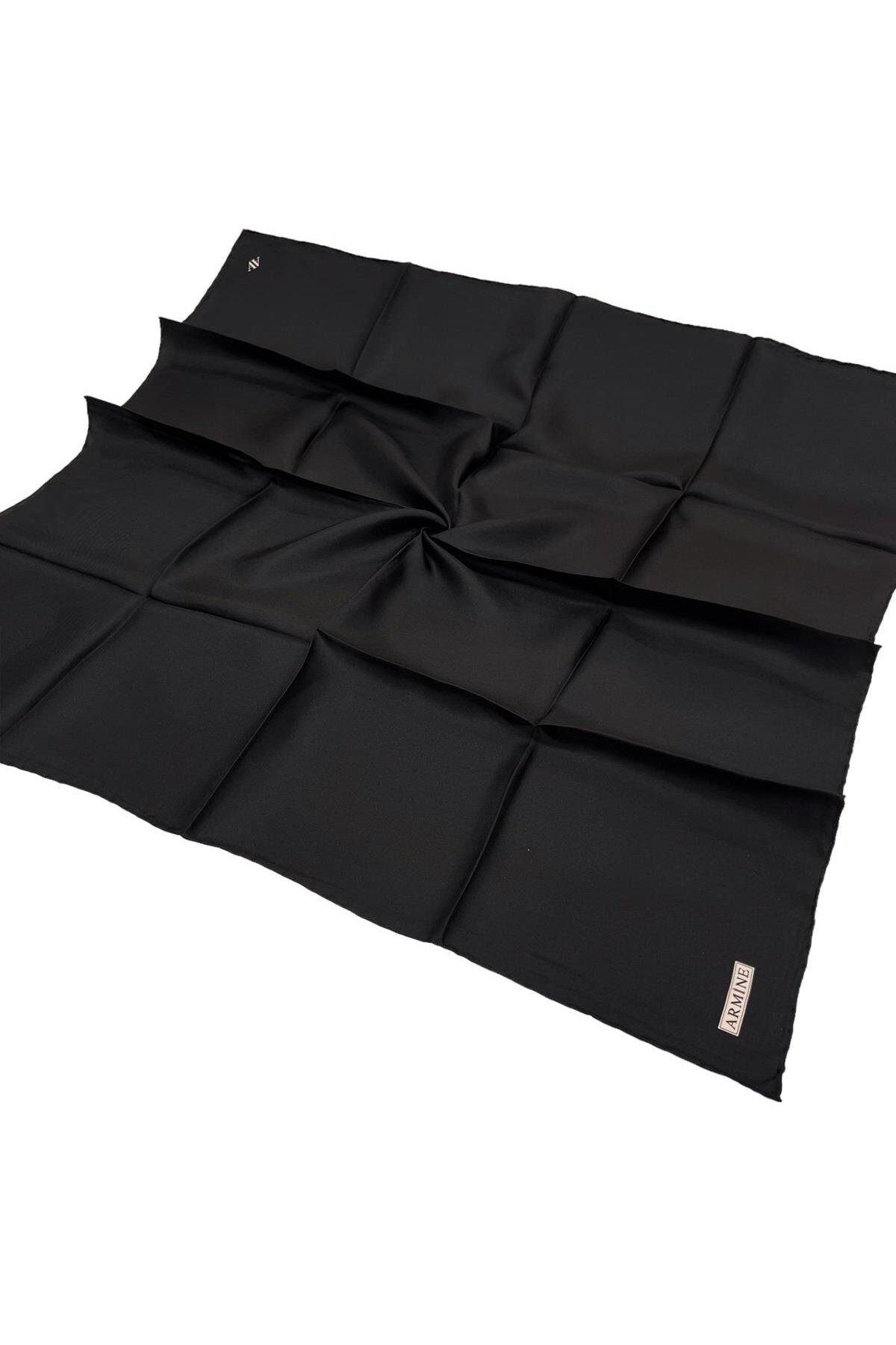 Armine-Eșarfă simplă de mătase - 01 Twill negru 1