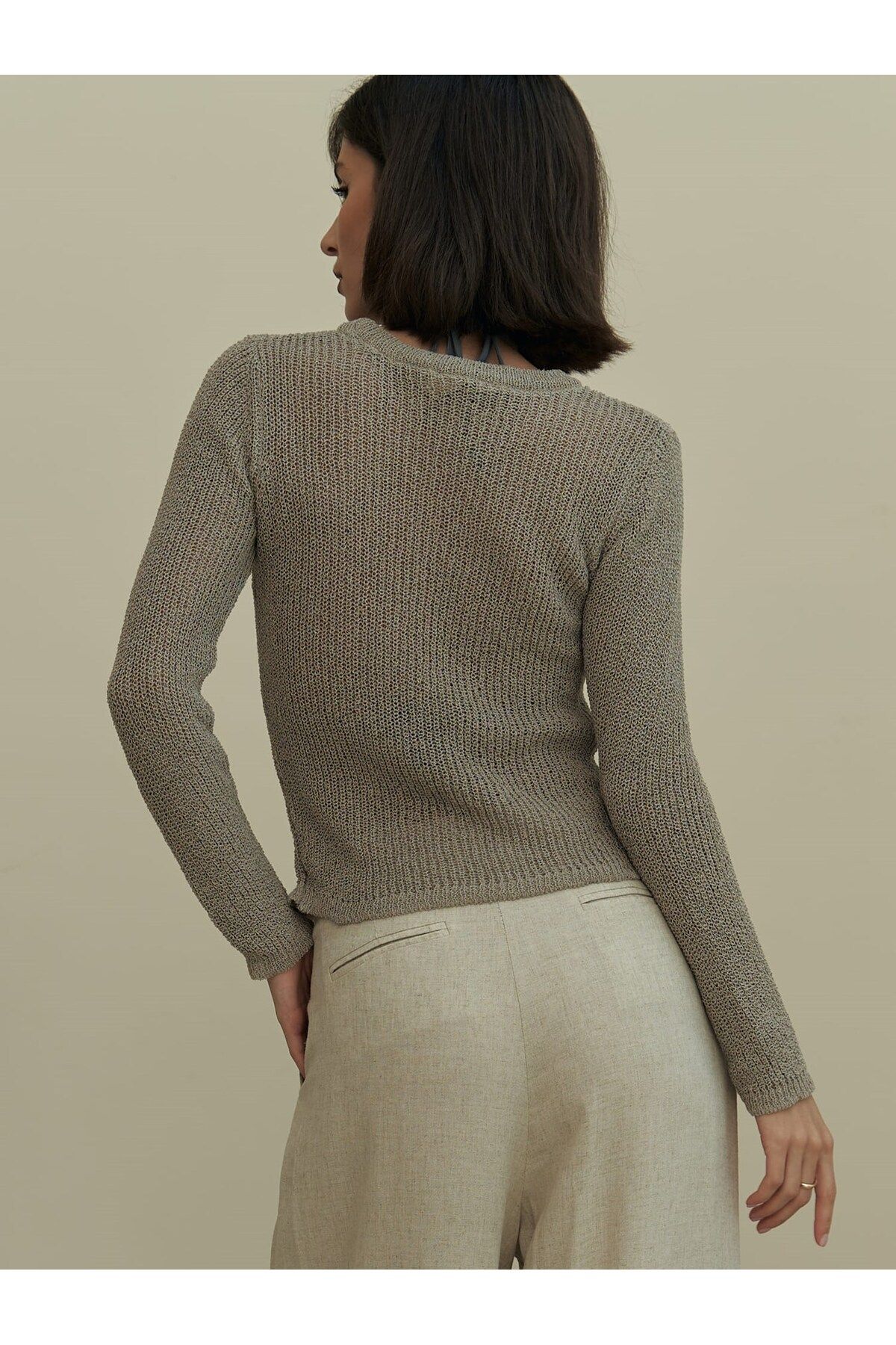 BOHEMAİ-Hanoi Rope Detail Mink Knitwear Crop 4