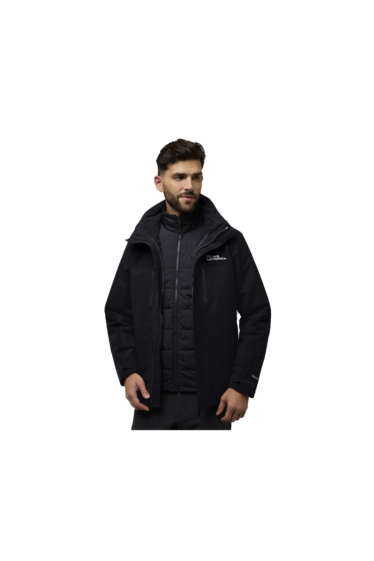 Jack Wolfskin-Jasper 3in1 Jkt - Men's Black Outdoor Jacket, Water and Windproof 4