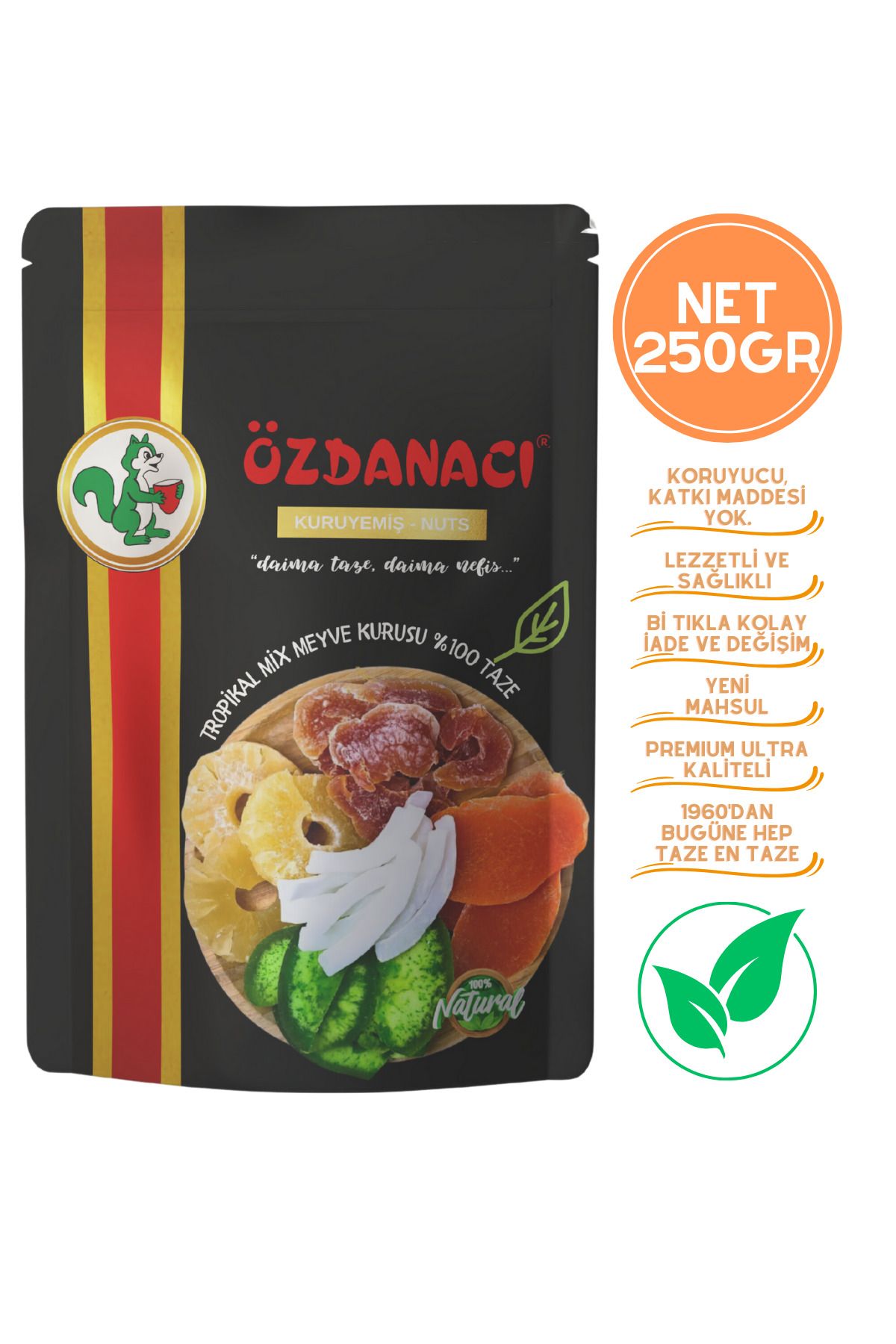 Özdanacı Kuruyemiş Tropikal Karışık Kuru Meyve Kurusu 5 Çeşit Tropik Meyve Karışımı 250 Gr