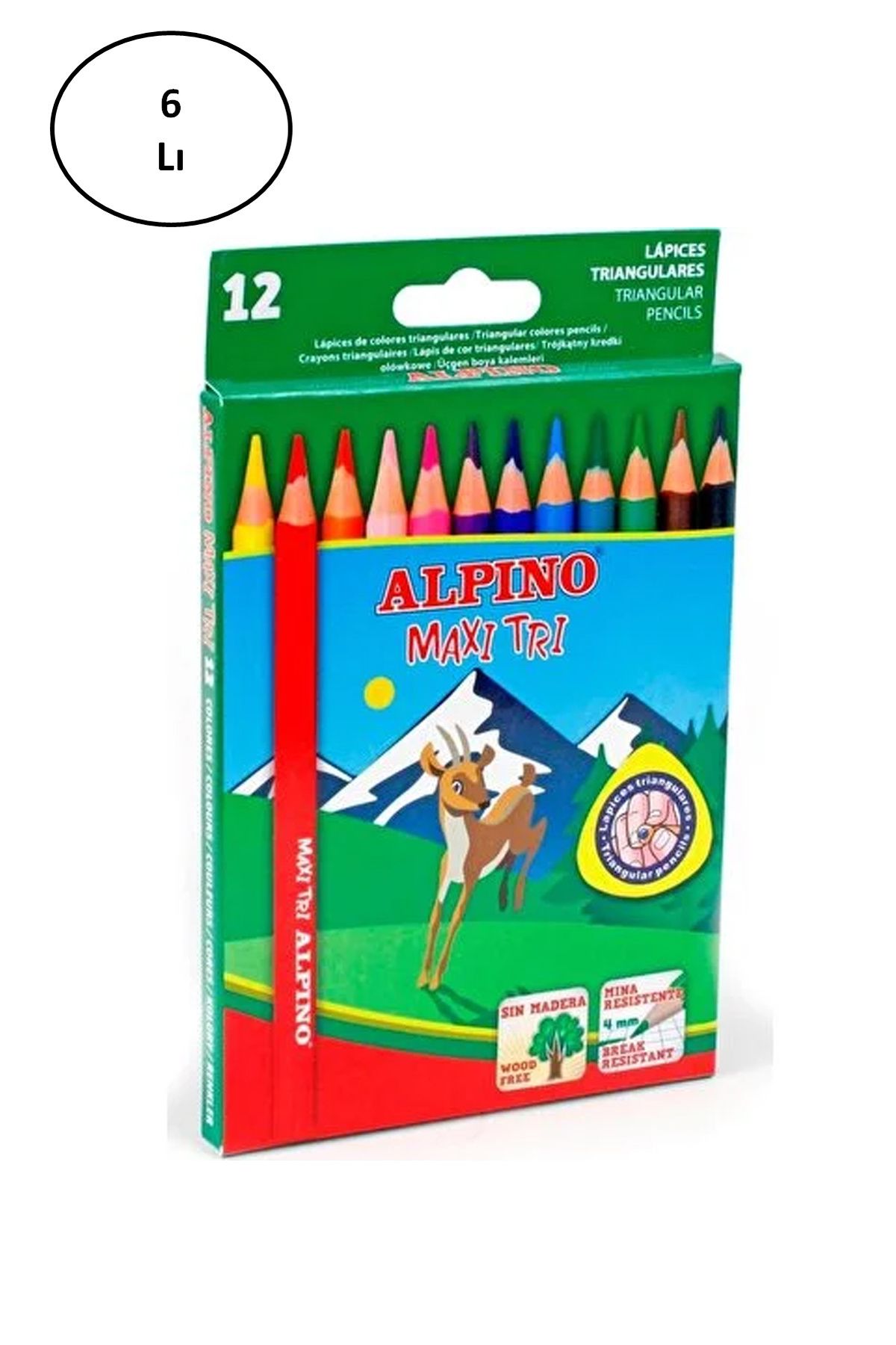 BirdoluSepet Cem Alpino ALP-AL-2133 Kuru Boya Kalemi 12 Renk 6 lı