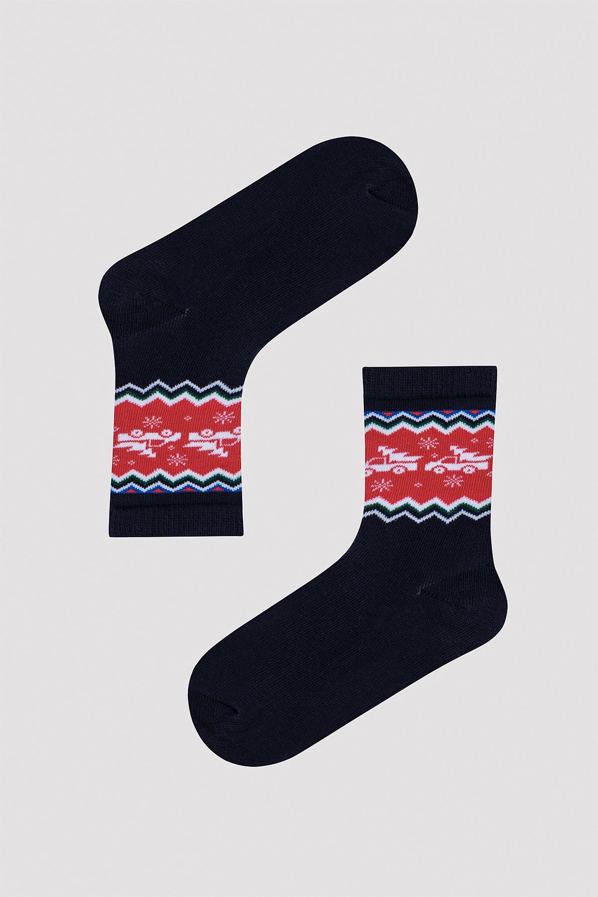 Penti-Boy's Snowman Motif Navy Blue 2-Piece Socks 2