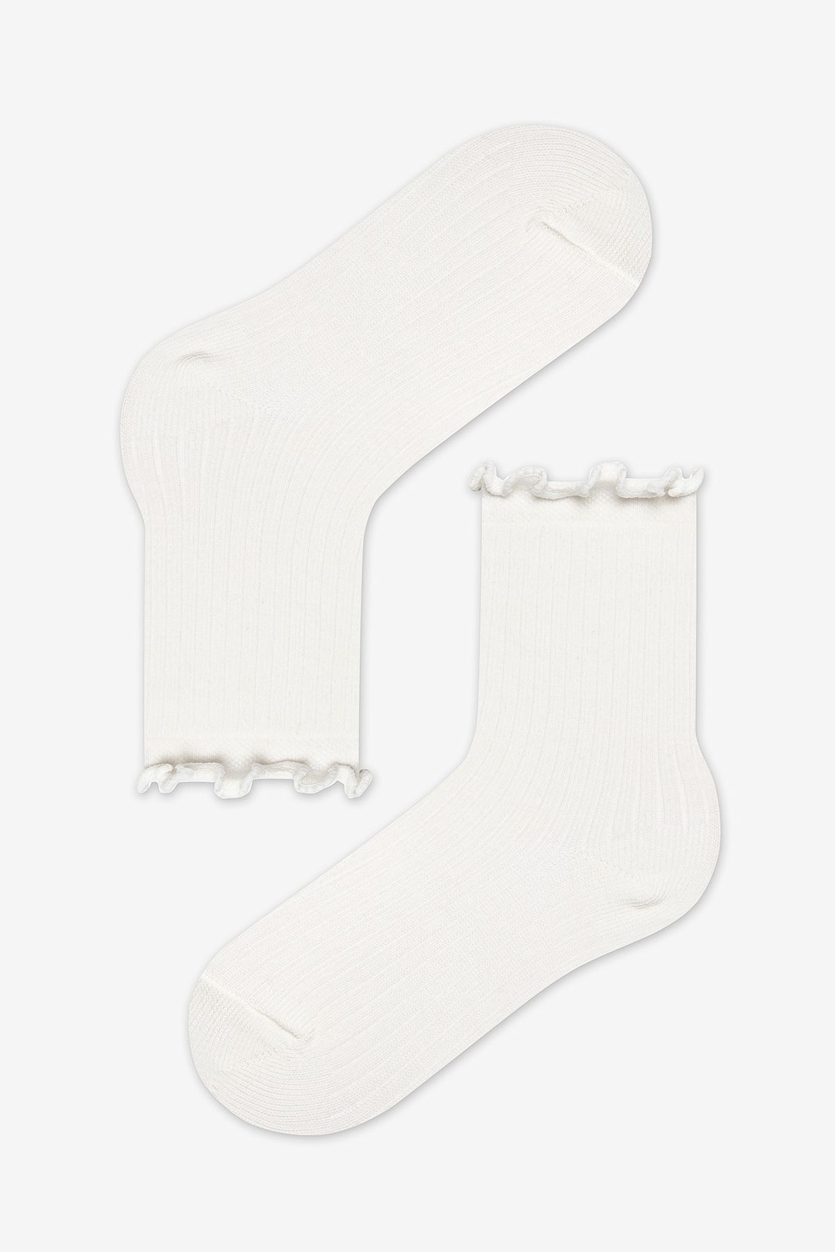 Penti-Weiße, gerüschte, detaillierte 3-teilige Rib-White-Socken für Mädchen 2