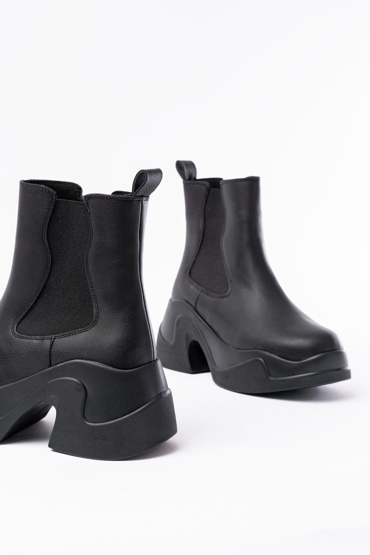 Aymood-Fz-2400 Black High-Sole Elastic Daily Women's Boots 4