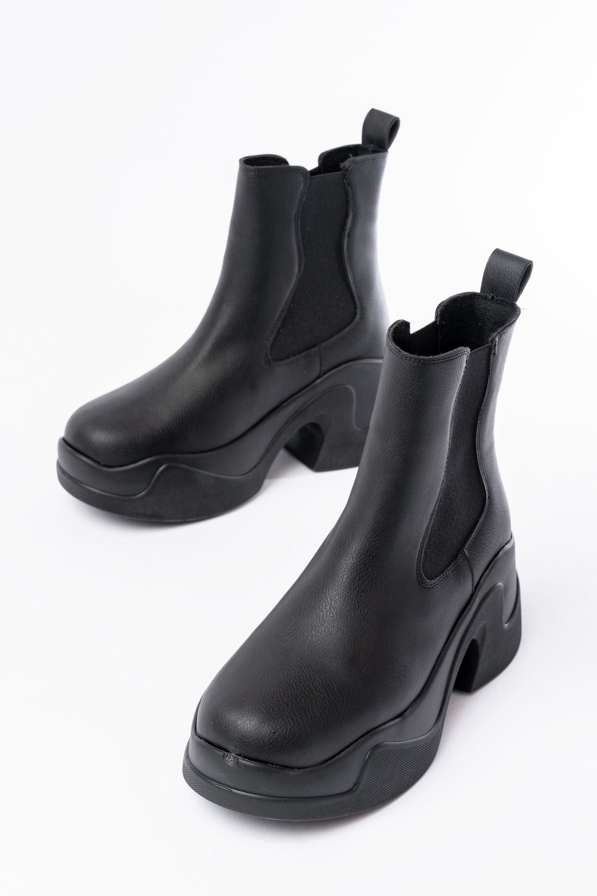 Aymood-Fz-2400 Black High-Sole Elastic Daily Women's Boots 3