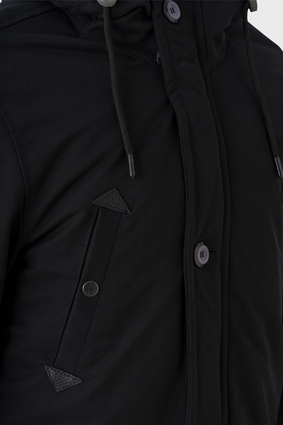 STONCS-Pánská černá parka Gabardin s kapucí 4