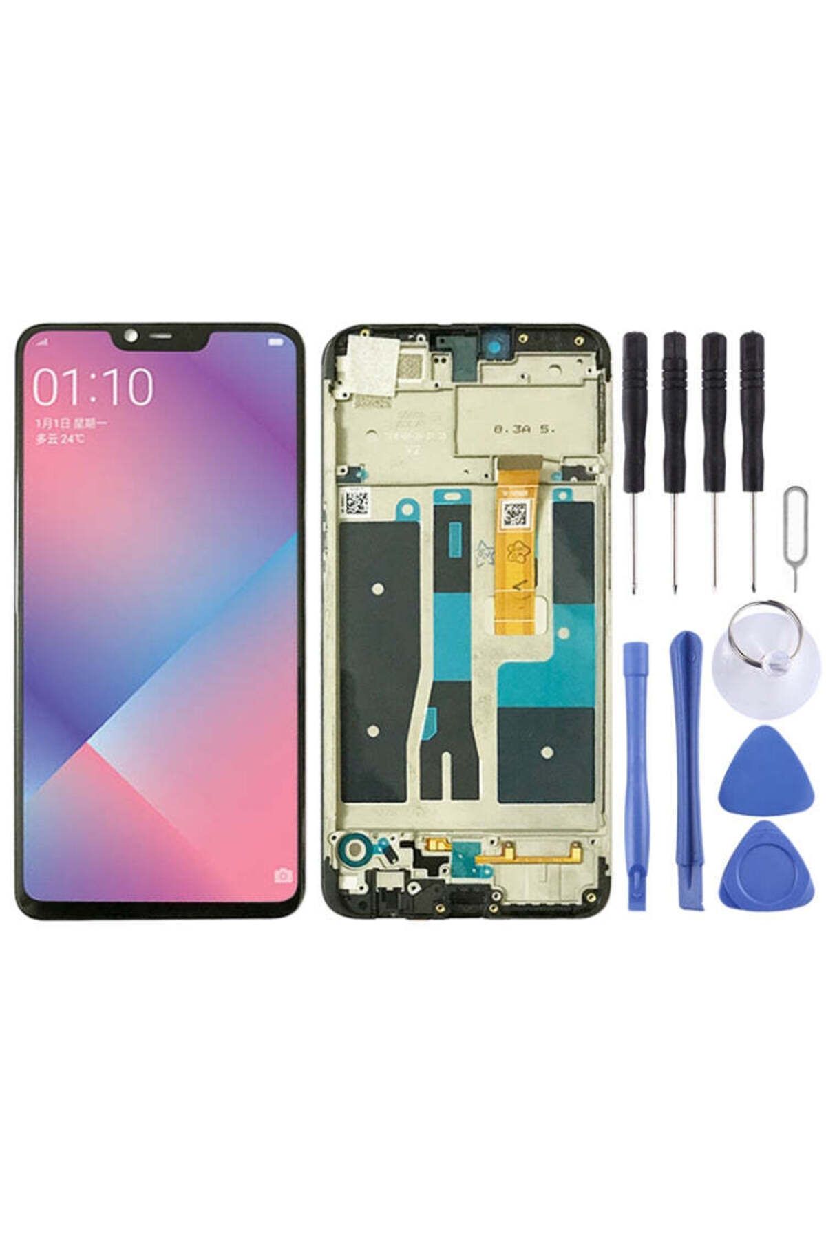 indirimplus Oppo A5 Uyumlu Lcd Ekran Siyah Renk İlanı+tamir Seti Ldeaew