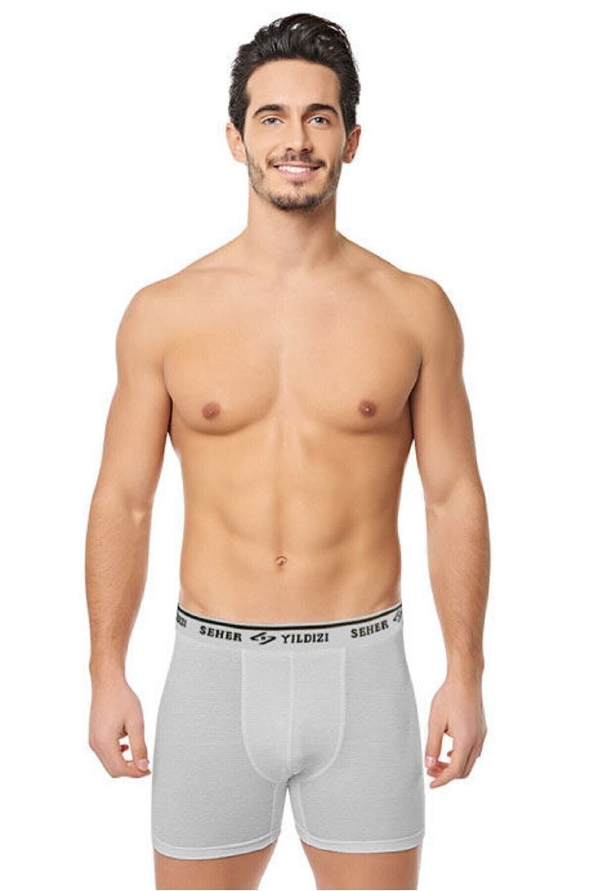 ENTAHA-Men's Gray 6-Piece Star Lycra Cotton Boxer 0060 1