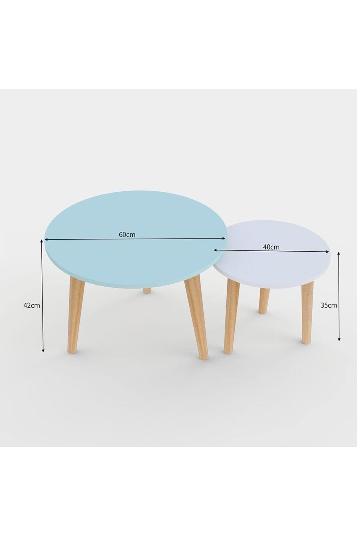 DubaiGallery-Coffee Table Set 2 Multifunctional Living Room Table Space Saving Round Center Table L60Xw60Xh42Cm 2