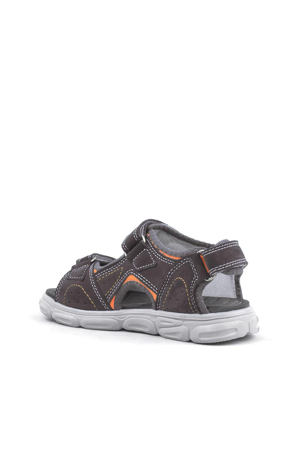 Rakerplus-Genuine Leather Gray Velcro Children's Sandals Shoes 3