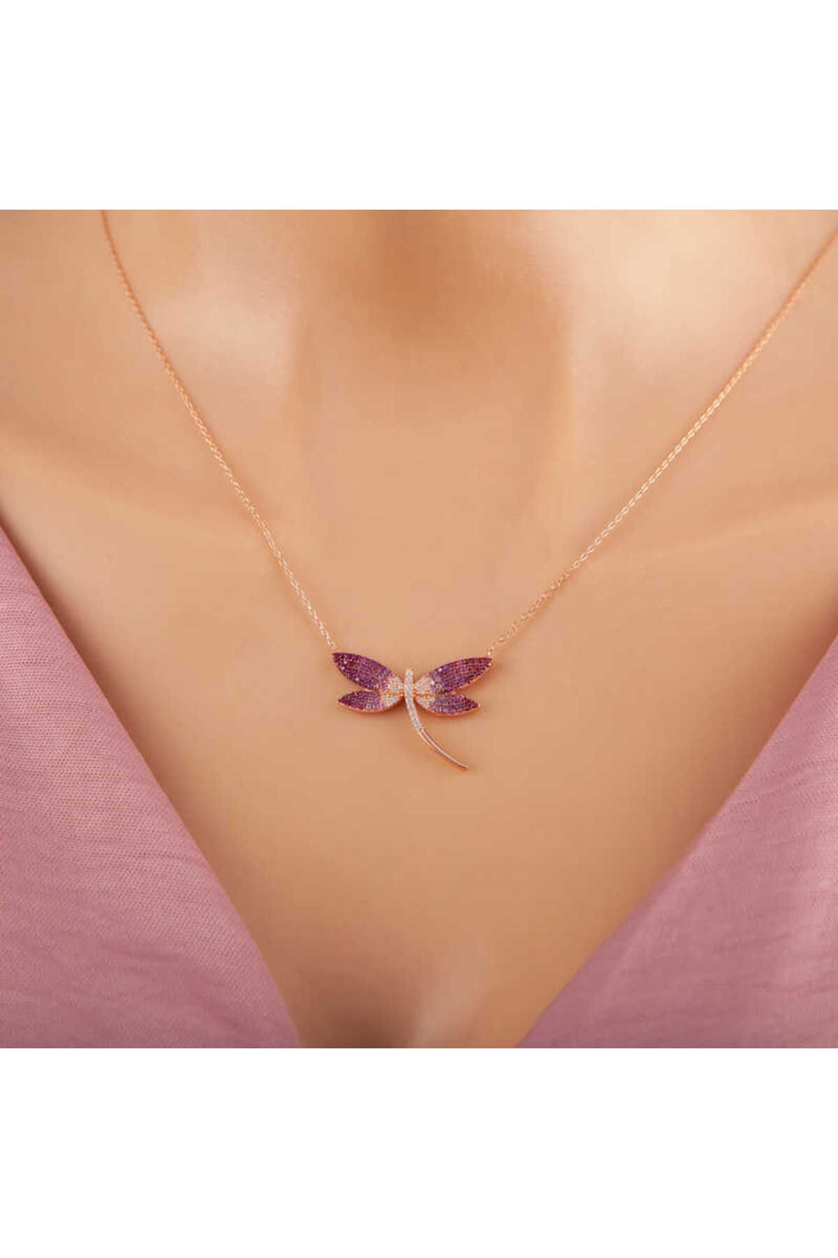 SANSERA 925 Ayar Gümüş Rose Yusufçuk Kadın Gümüş Kolye