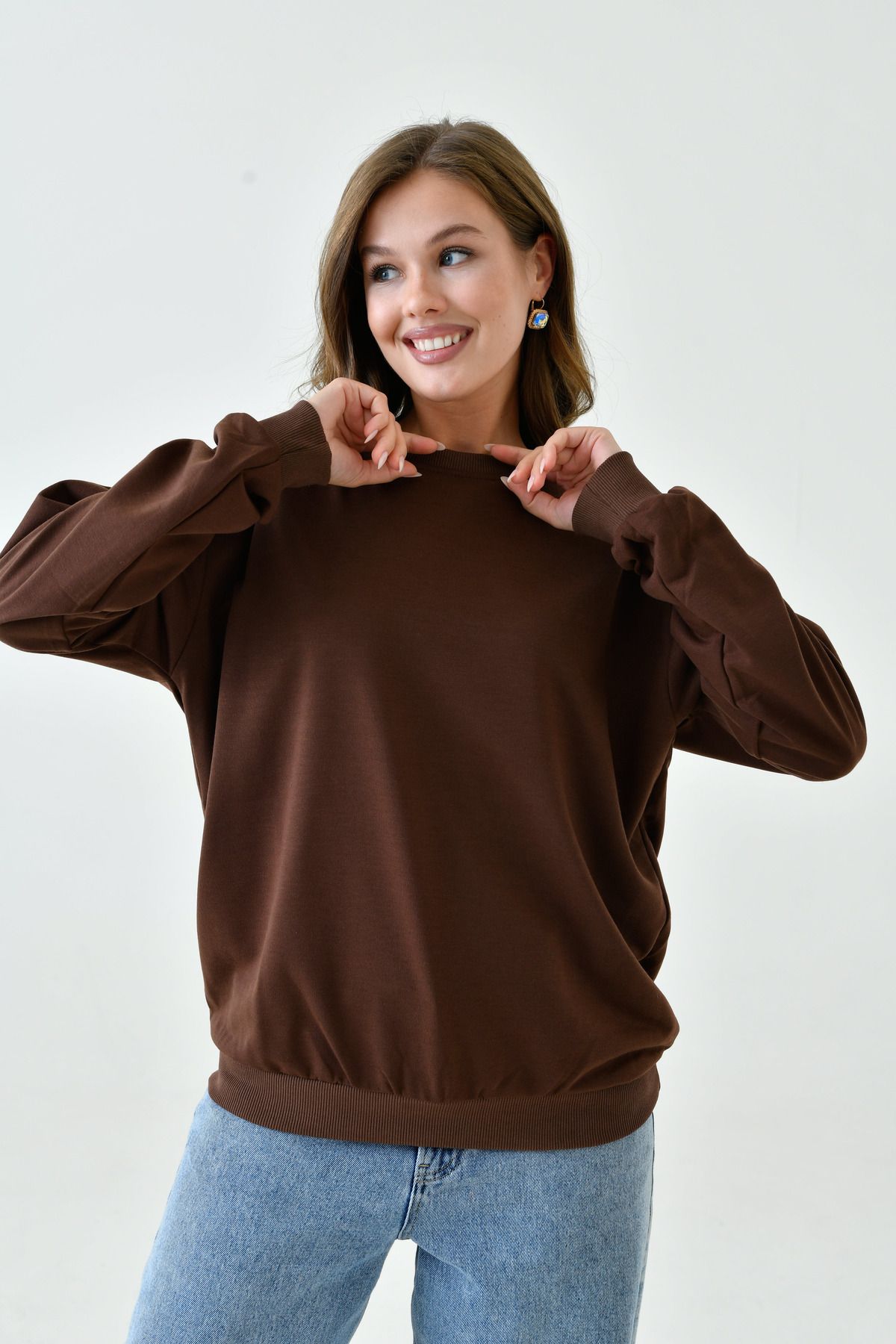 enmodaiçgiyim-BROWN UNISEX OVERSIZE SWEATSHIRT 5