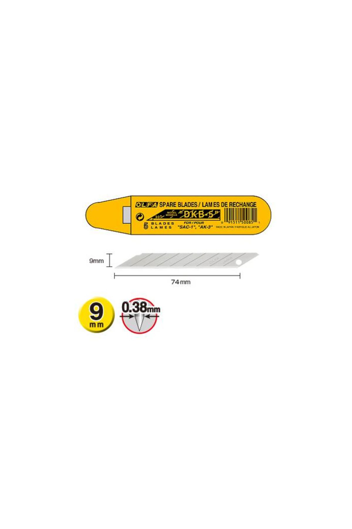 Olfa-Dkb-5 30 Degree Angled Narrow Utility Knife Refill 5 Pieces Cap 1