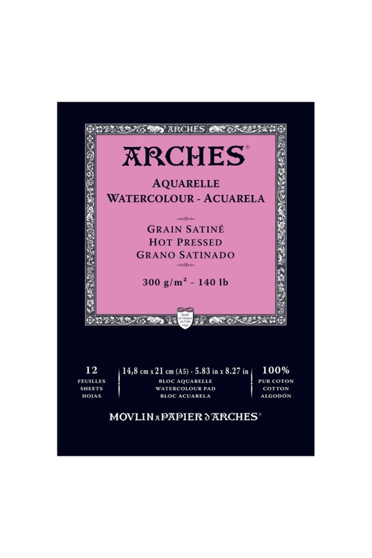 Arches-Watercolor Block Notebook - Plain Texture - 300Gr. A5- 12 Yp. 1