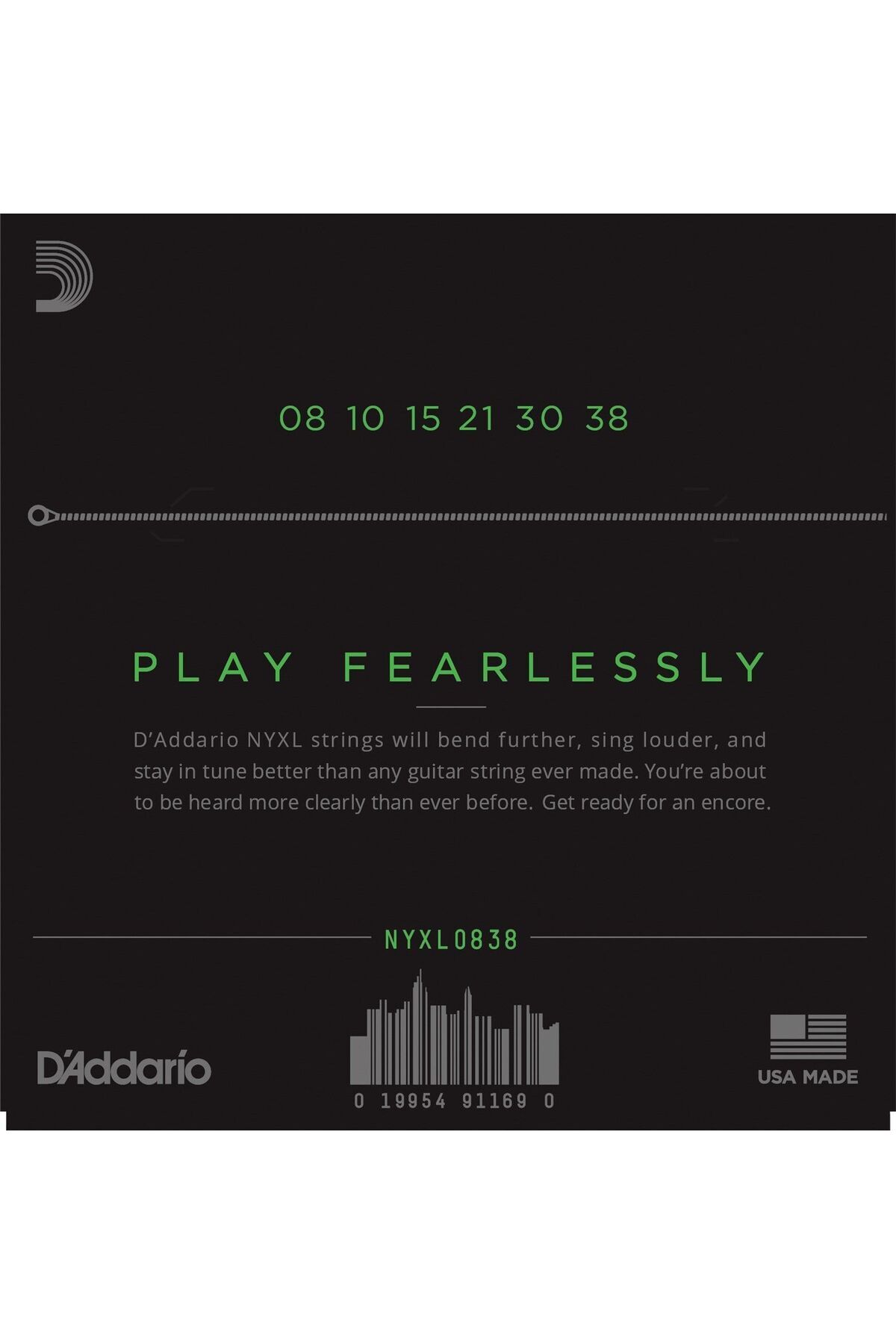 Daddario-Nyxl0838 Electric Guitar String Set, Extra Super Light, Nickel- &lt; P. &gt; &lt; Span &gt; D'Add 3