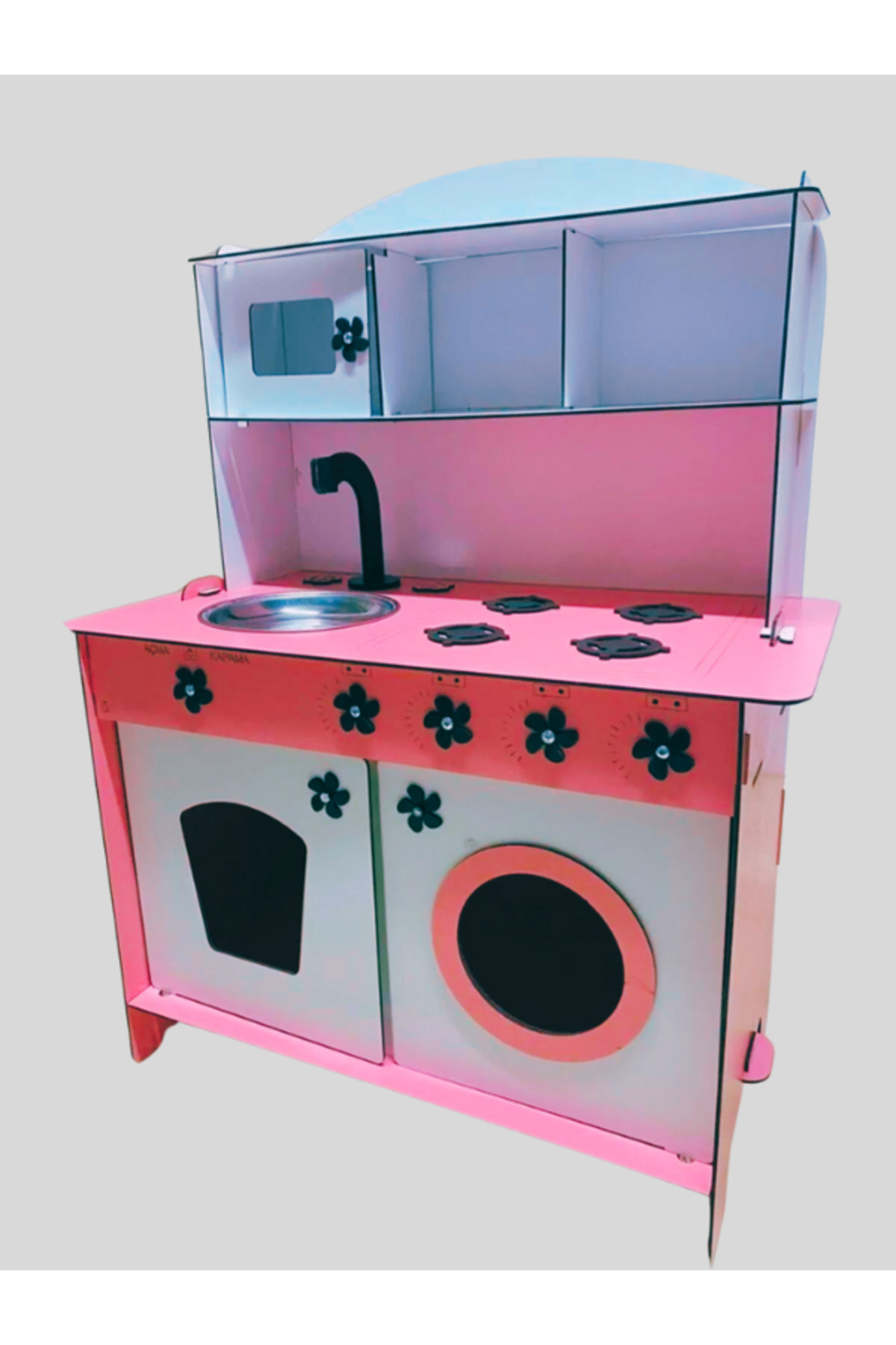 bahadır grup Montessori Eğitici Ahşap Çocuk Oyuncak Mutfak Dolabı Pembe-beyaz 3 Mm 84x60 Cm fotoğrafı 2 (önizleme)